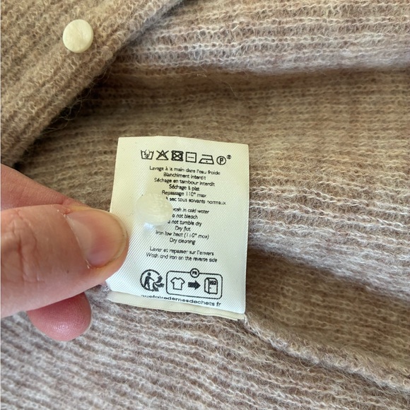 Sezane Gaspard Cardigan Cozy Beige Tan Women's Sweater - Picture 8 of 8